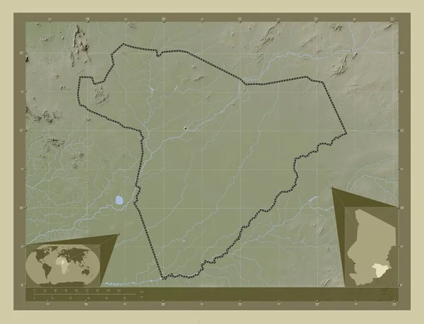 Salamat Wilayah Chad Peta Ketinggian Diwarnai Dengan Gaya Wiki Dengan — Stok Foto