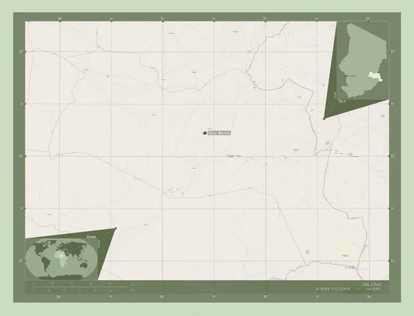 Sila Região Chade Abrir Mapa Rua Locais Nomes Das Principais — Fotografia de Stock