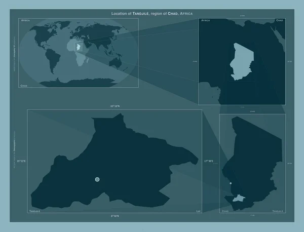 탄질레 지역이야 도표는 규모의 지도에서 지역의 위치를 줍니다 프레임 Png — 스톡 사진