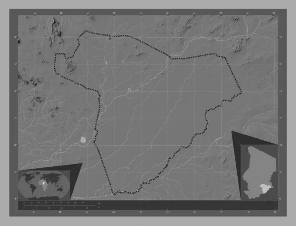 Саламат Область Чад Карта Рельефа Билевела Озерами Реками Места Расположения — стоковое фото