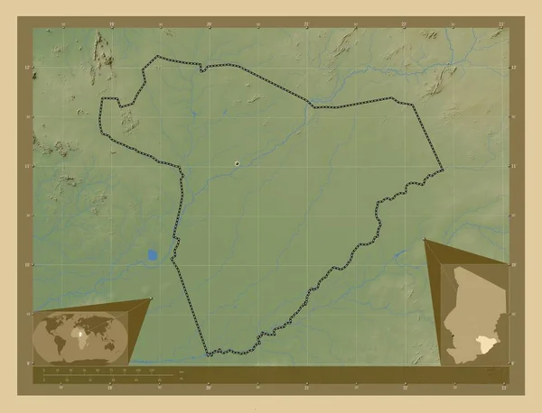 Salamat Regionen Tchad Färgade Höjd Karta Med Sjöar Och Floder — Stockfoto
