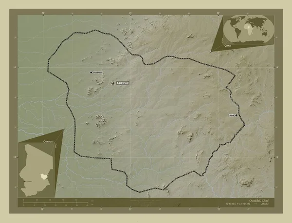 Ουαντάι Περιοχή Τσαντ Υψόμετρο Χάρτη Χρωματισμένο Στυλ Wiki Λίμνες Και — Φωτογραφία Αρχείου