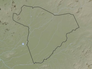 Salamat, Chad bölgesi. Yükseklik haritası göller ve nehirlerle wiki stilinde renklendirilmiştir