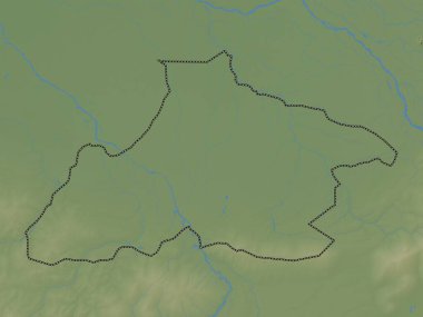 Tandjile, Çad bölgesi. Gölleri ve nehirleri olan renkli yükseklik haritası