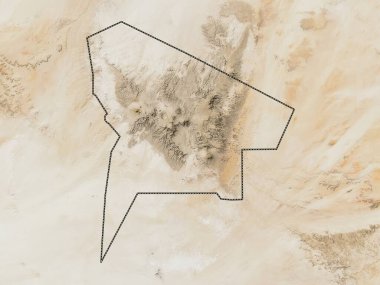 Tibesti, Çad bölgesi. Düşük çözünürlüklü uydu haritası