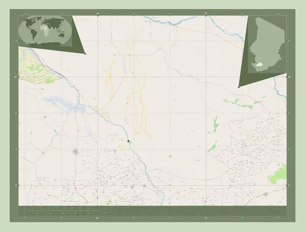Tandjile Region Czadu Otwórz Mapę Ulic Pomocnicze Mapy Położenia Narożnika — Zdjęcie stockowe