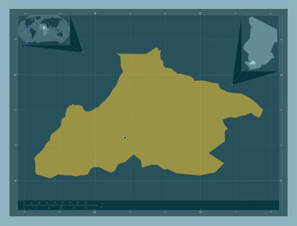 Tandjile Región Chad Forma Color Sólido Mapas Ubicación Auxiliares Esquina —  Fotos de Stock