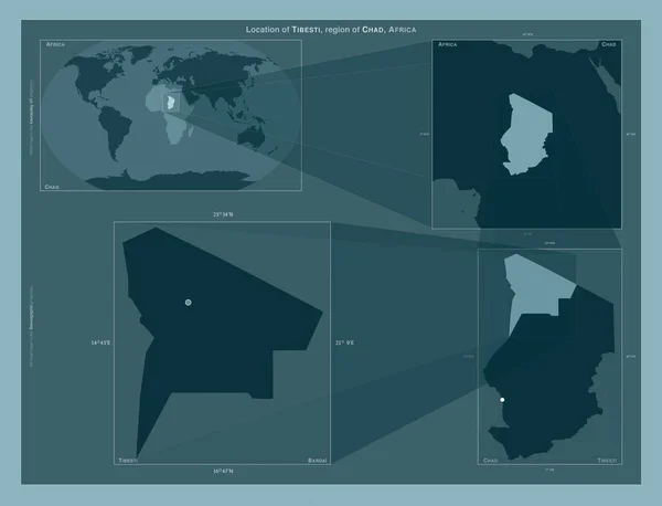 Tibesti Región Chad Diagrama Que Muestra Ubicación Región Mapas Gran — Foto de Stock