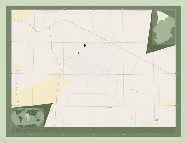 Tibesti Región Chad Open Street Map Ubicaciones Las Principales Ciudades —  Fotos de Stock