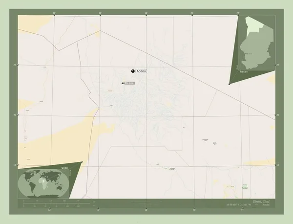 Tibesti Región Chad Open Street Map Ubicaciones Nombres Las Principales — Foto de Stock
