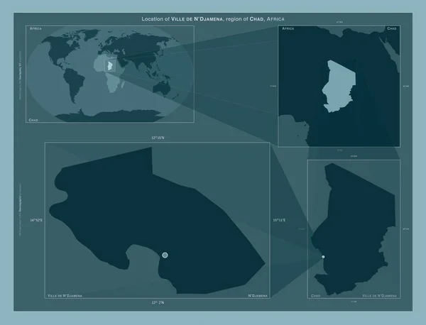 Ville Djamena Región Chad Diagrama Que Muestra Ubicación Región Mapas — Foto de Stock
