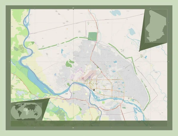 Віль Джамена Район Чаду Відкрита Карта Вулиць Розташування Великих Міст — стокове фото