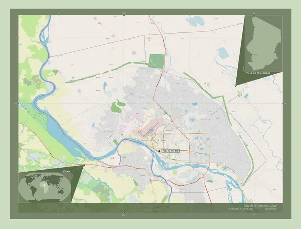 Віль Джамена Район Чаду Відкрита Карта Вулиць Місця Розташування Назви — стокове фото