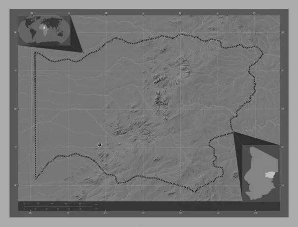 Wadi Fira Oblast Čadu Mapa Nadmořské Výšky Jezery Řekami Pomocné — Stock fotografie