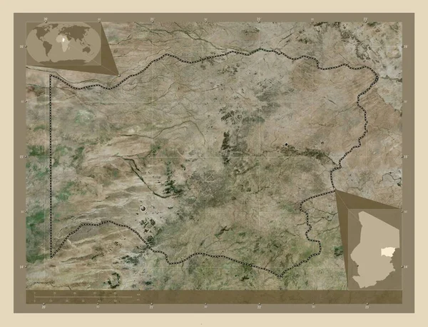 Wadi Fira Región Chad Mapa Satelital Alta Resolución Ubicaciones Las — Foto de Stock