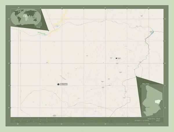 Wadi Fira Regione Del Ciad Mappa Stradale Aperta Località Nomi — Foto Stock