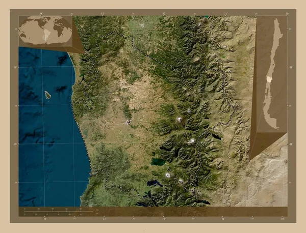 Araucanía Región Chile Mapa Satelital Baja Resolución Mapas Ubicación Auxiliares — Foto de Stock