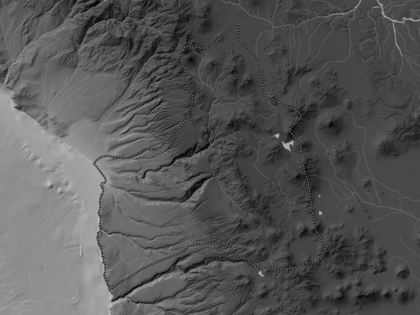 Arica Parinacota Region Chile Graustufen Höhenkarte Mit Seen Und Flüssen — Stockfoto