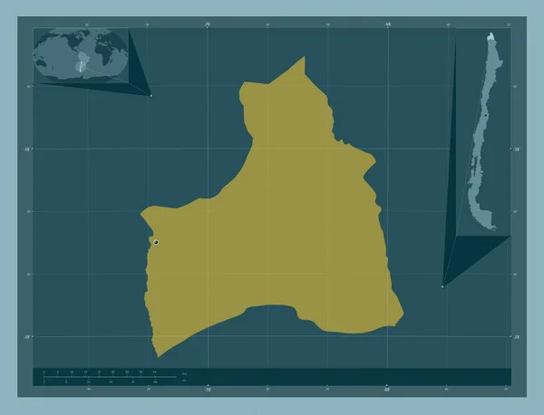 Arica Parinacota Περιφέρεια Χιλής Ατόφιο Χρώμα Γωνιακοί Χάρτες Βοηθητικής Θέσης — Φωτογραφία Αρχείου