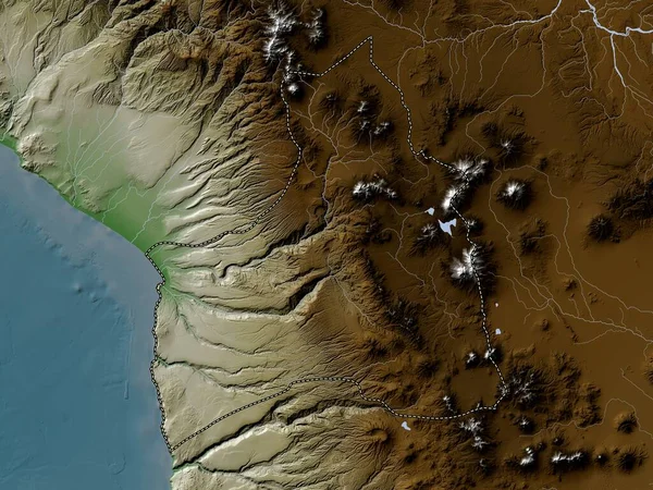 Arica Parinacota Regio Van Chili Hoogtekaart Gekleurd Wiki Stijl Met — Stockfoto