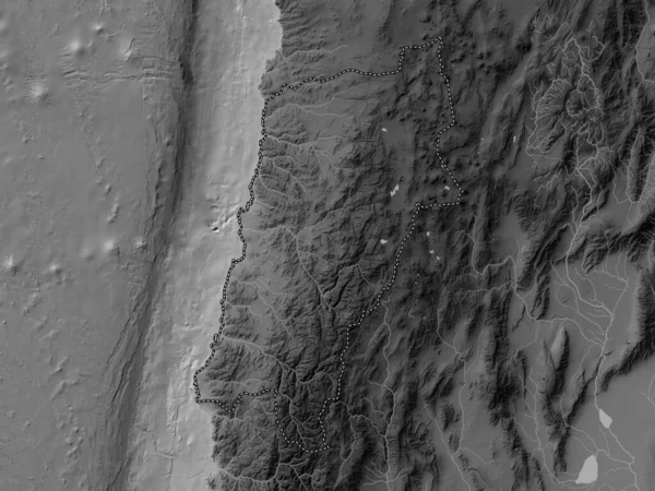 Atacama Regio Van Chili Grayscale Hoogte Kaart Met Meren Rivieren — Stockfoto