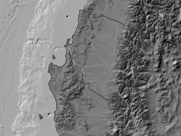 智利区域的Biobio 附有湖泊和河流的比尔韦勒高地图 — 图库照片