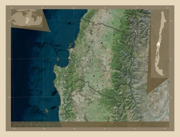 Biobio Región Chile Mapa Satelital Alta Resolución Ubicaciones Las Principales —  Fotos de Stock