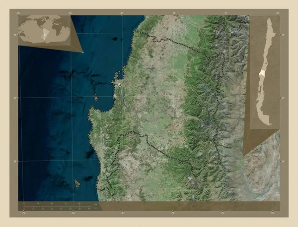 Biobio Região Chile Mapa Satélite Alta Resolução Mapa Localização Auxiliar — Fotografia de Stock