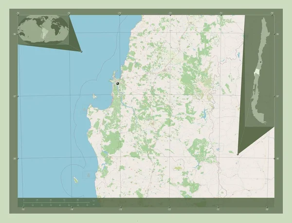 Biobio Region Chile Otwórz Mapę Ulic Pomocnicze Mapy Położenia Narożnika — Zdjęcie stockowe