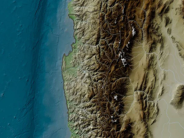Coquimbo Región Chile Mapa Elevación Coloreado Estilo Wiki Con Lagos —  Fotos de Stock