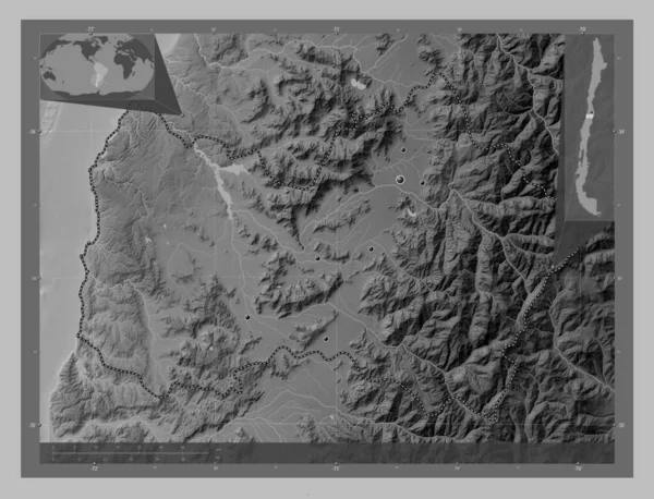 Regionen Del Libertador General Bernardo Higgins Regionen Chile Grayscale Höjdkarta — Stockfoto