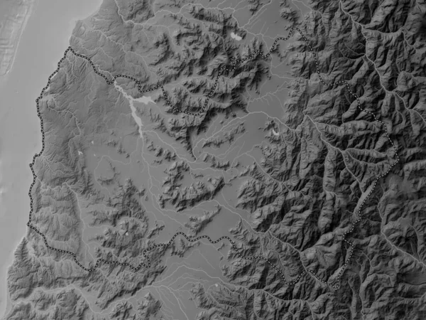 贝尔纳多 奥希金斯将军解放区 智利区 带有湖泊和河流的灰度高程图 — 图库照片