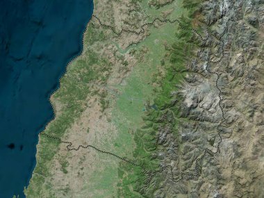 Maule, Şili bölgesi. Yüksek çözünürlüklü uydu haritası