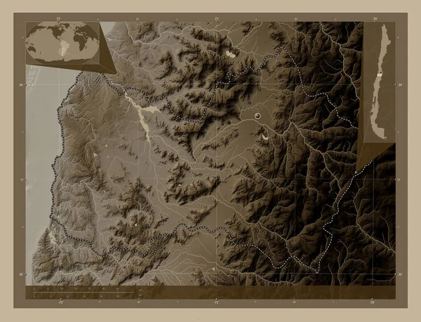 Регион Дель Либертадор Генерал Бернардо Хиггинс Область Чили Карта Высоты — стоковое фото