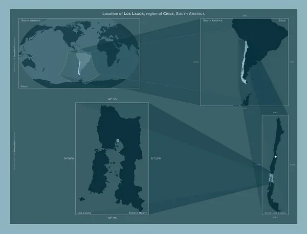 Los Lagos Región Chile Diagrama Que Muestra Ubicación Región Mapas —  Fotos de Stock