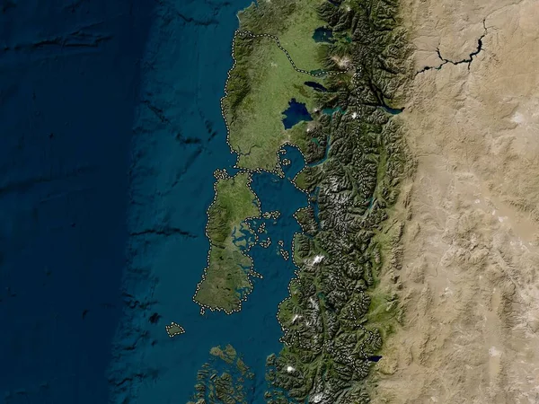 Los Lagos Región Chile Mapa Satelital Baja Resolución —  Fotos de Stock