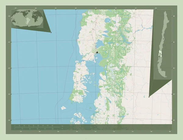 Los Lagos Região Chile Abrir Mapa Rua Mapa Localização Auxiliar — Fotografia de Stock