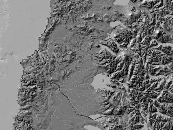 Los Ríos Región Chile Mapa Elevación Bilevel Con Lagos Ríos — Foto de Stock