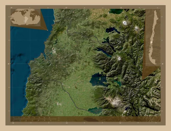 Los Rios Şili Bölgesi Düşük Çözünürlüklü Uydu Köşedeki Yedek Konum — Stok fotoğraf