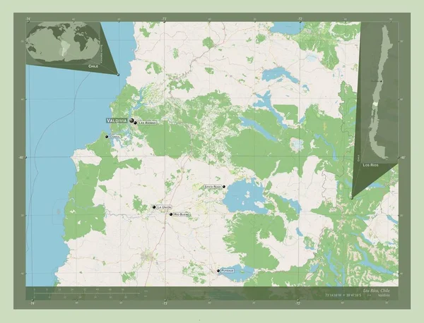 Los Rios Regio Van Chili Open Plattegrond Locaties Namen Van — Stockfoto