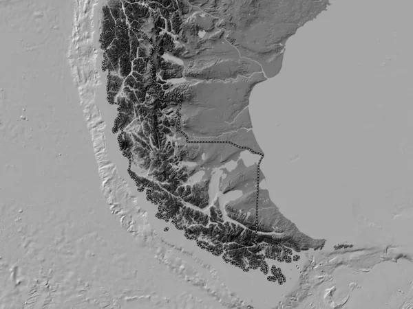 Magallanes Antartica Chilena Region Chile Bilevel Elevační Mapa Jezery Řekami — Stock fotografie
