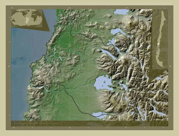 Los Ríos Región Chile Mapa Elevación Coloreado Estilo Wiki Con —  Fotos de Stock