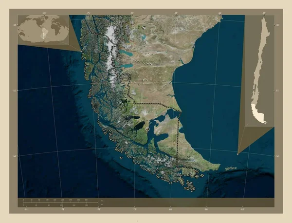 Magallanes Antartica Chilena Şili Bölgesi Yüksek Çözünürlüklü Uydu Köşedeki Yedek — Stok fotoğraf
