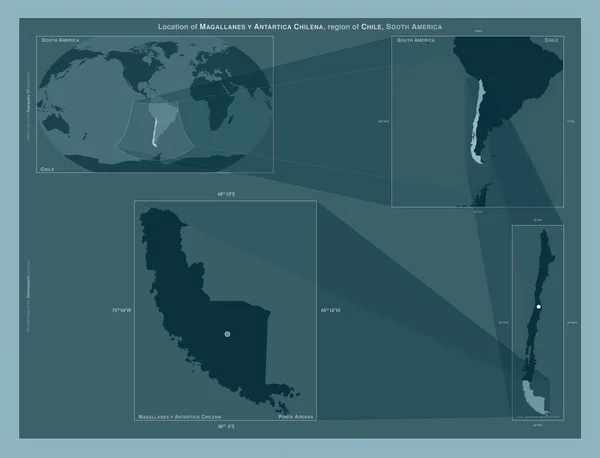 Magallanes Antártida Chilena Región Chile Diagrama Que Muestra Ubicación Región —  Fotos de Stock