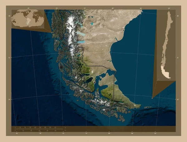 Magallanes Antartica Chilena Περιοχή Της Χιλής Δορυφορικός Χάρτης Χαμηλής Ανάλυσης — Φωτογραφία Αρχείου