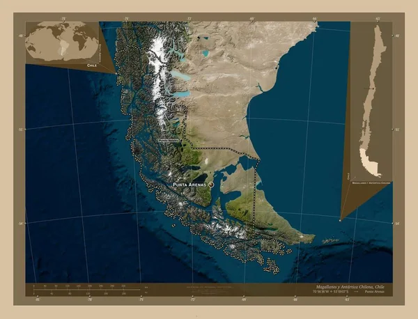 Magallanes Antartica Chilena Район Чилі Супутникова Карта Низькою Роздільною Здатністю — стокове фото