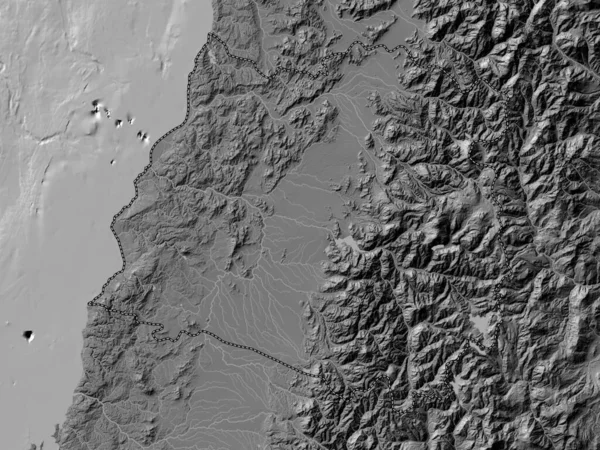 Maule Regione Del Cile Mappa Dell Elevazione Bilivello Con Laghi — Foto Stock