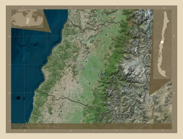 Maule Región Chile Mapa Satelital Alta Resolución Ubicaciones Las Principales —  Fotos de Stock