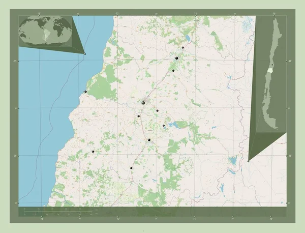 Maule Región Chile Open Street Map Ubicaciones Las Principales Ciudades —  Fotos de Stock