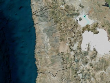 Tarapaca, Şili bölgesi. Yüksek çözünürlüklü uydu haritası